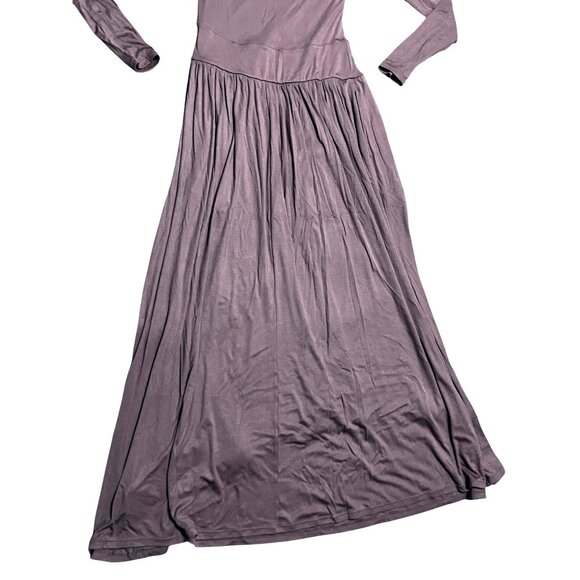 Halara Ribbed Boat Neck Long Sleeve Ruched Maxi Dress Sz Medium Side Pocket Flow - Picture 5 of 9